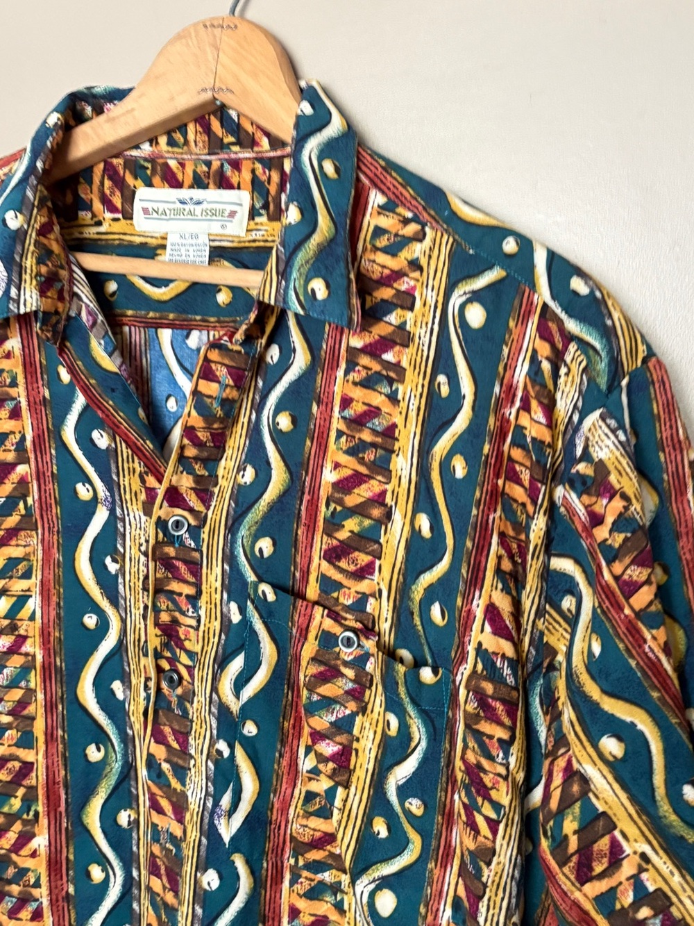 Natural Issue Vintage 90s iconic button down shirt summer vacation rayon sz XL